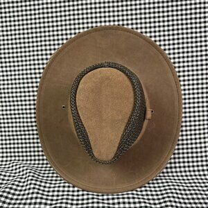 Minnetonka Safari Airflow Hat Brown Suede Leather Size Small - Adventure Travel